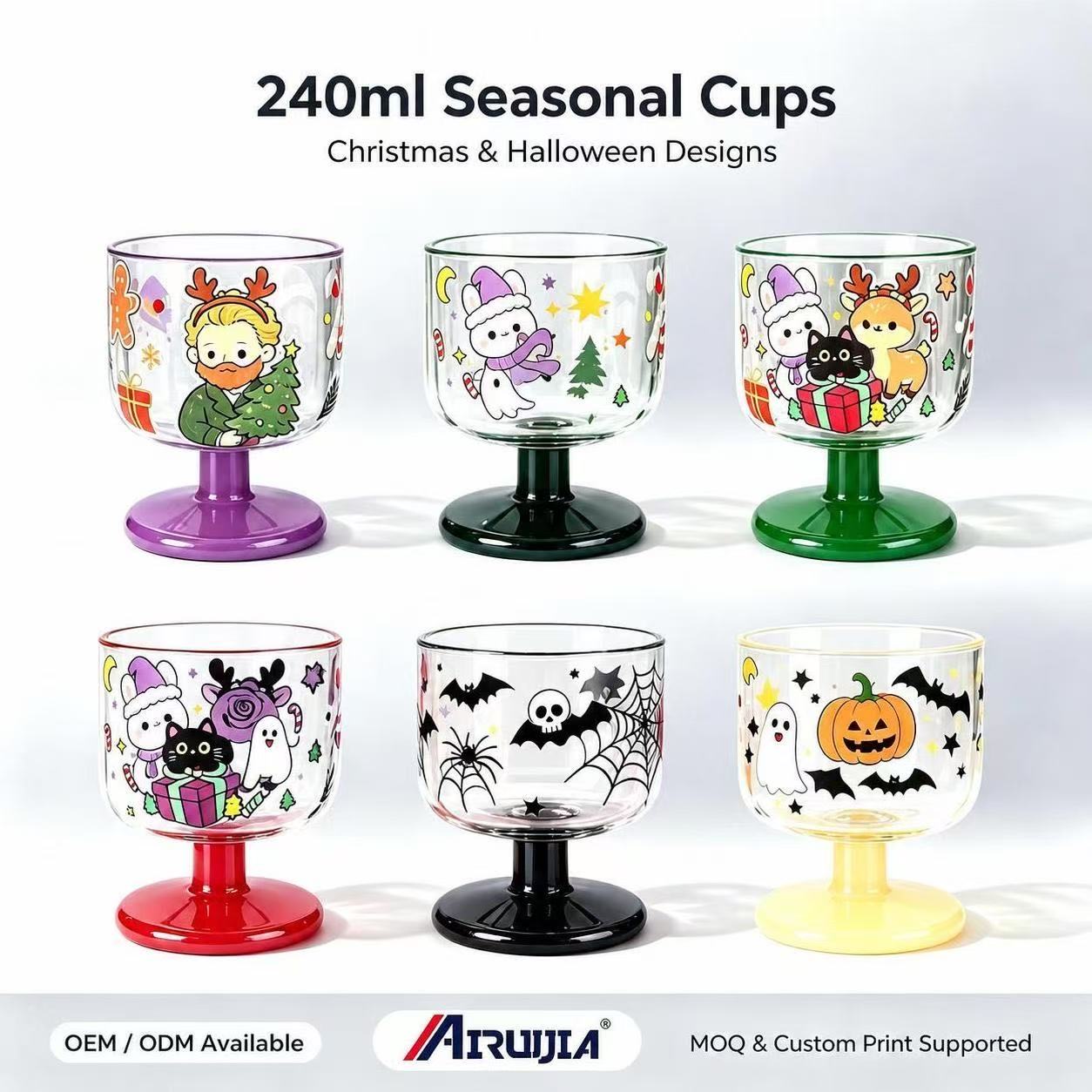 wholesale 240ml seasonal stemmed dessert cups christmas & halloween glassware collection wholesale 240ml seasonal stemmed dessert cups christmas & halloween glassware collection