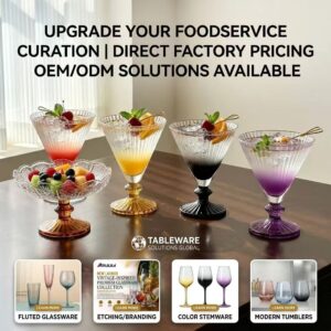 wholesale vintage ribbed martini glasses colored stemmed cocktail & dessert cups
